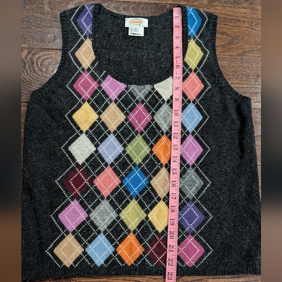 Talbots Petites Knit Argylle Sweater Vest Colorful - Picture 8 of 8